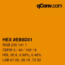 Color code: HEX #EB8D01 | qconv.com