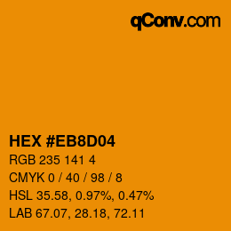 カラーコード: HEX #EB8D04 | qconv.com