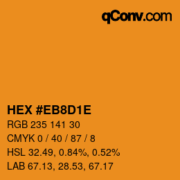Color code: HEX #EB8D1E | qconv.com