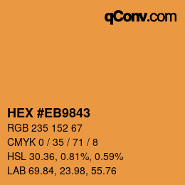 Code couleur: HEX #EB9843 | qconv.com