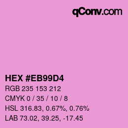 颜色代码: HEX #EB99D4 | qconv.com