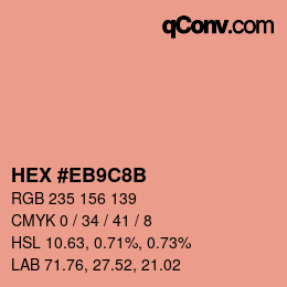 颜色代码: HEX #EB9C8B | qconv.com
