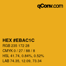 Color code: HEX #EBAC1C | qconv.com