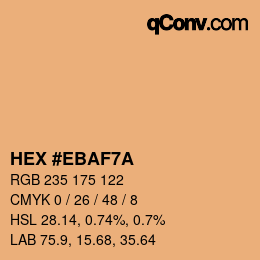 Color code: HEX #EBAF7A | qconv.com