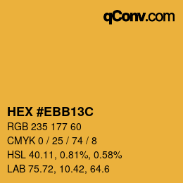 Color code: HEX #EBB13C | qconv.com
