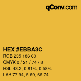 Code couleur: HEX #EBBA3C | qconv.com