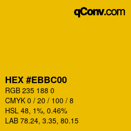 Color code: HEX #EBBC00 | qconv.com