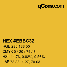 Color code: HEX #EBBC32 | qconv.com