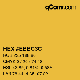 Code couleur: HEX #EBBC3C | qconv.com