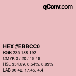 Code couleur: HEX #EBBCC0 | qconv.com