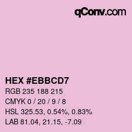 カラーコード: HEX #EBBCD7 | qconv.com