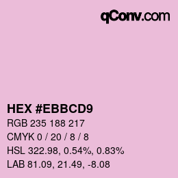 Code couleur: HEX #EBBCD9 | qconv.com