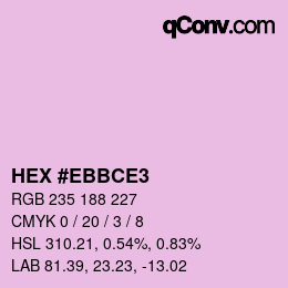 Farbcode: HEX #EBBCE3 | qconv.com