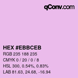 カラーコード: HEX #EBBCEB | qconv.com