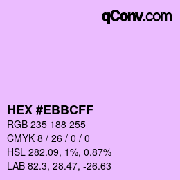 Color code: HEX #EBBCFF | qconv.com