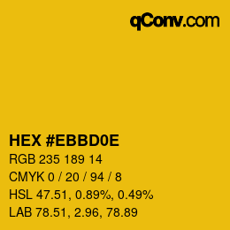 Color code: HEX #EBBD0E | qconv.com
