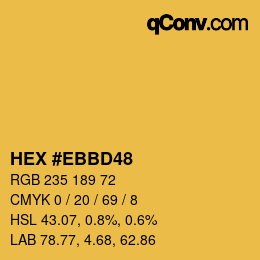 Color code: HEX #EBBD48 | qconv.com
