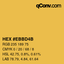 Color code: HEX #EBBD4B | qconv.com