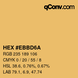 Color code: HEX #EBBD6A | qconv.com