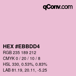 Color code: HEX #EBBDD4 | qconv.com