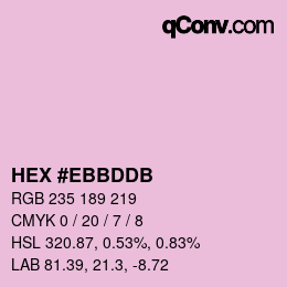 Color code: HEX #EBBDDB | qconv.com