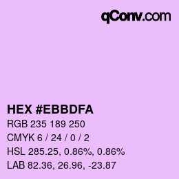 Color code: HEX #EBBDFA | qconv.com