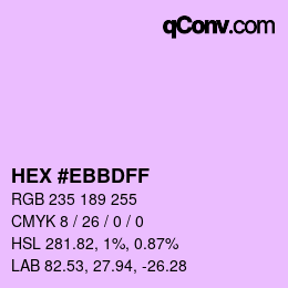 Color code: HEX #EBBDFF | qconv.com