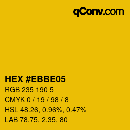 Color code: HEX #EBBE05 | qconv.com