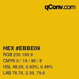 Color code: HEX #EBBE09 | qconv.com