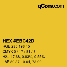 颜色代码: HEX #EBC42D | qconv.com