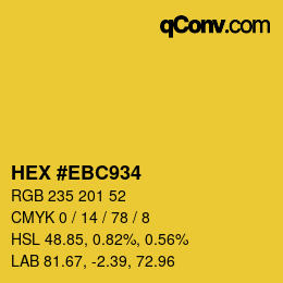 カラーコード: HEX #EBC934 | qconv.com