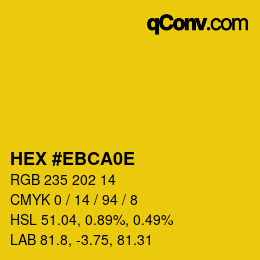 Color code: HEX #EBCA0E | qconv.com