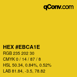 Color code: HEX #EBCA1E | qconv.com