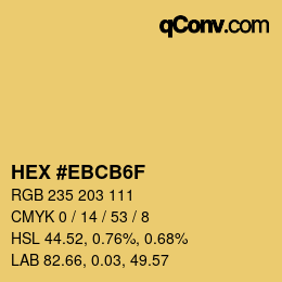 Color code: HEX #EBCB6F | qconv.com