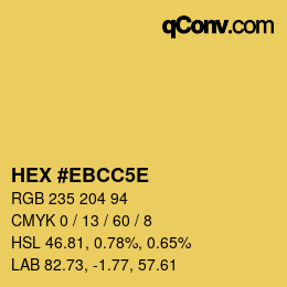 Color code: HEX #EBCC5E | qconv.com