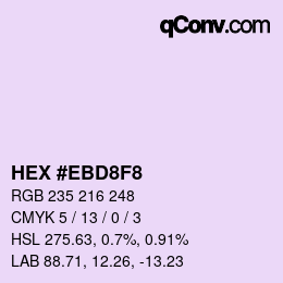 颜色代码: HEX #EBD8F8 | qconv.com