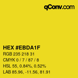 Color code: HEX #EBDA1F | qconv.com
