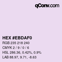カラーコード: HEX #EBDAF0 | qconv.com
