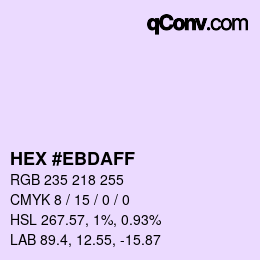 Color code: HEX #EBDAFF | qconv.com