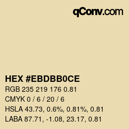 Farbcode: HEX #EBDBB0CE | qconv.com