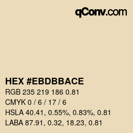 Color code: HEX #EBDBBACE | qconv.com