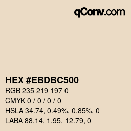 Farbcode: HEX #EBDBC500 | qconv.com