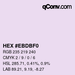 Color code: HEX #EBDBF0 | qconv.com