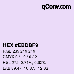 Color code: HEX #EBDBF9 | qconv.com