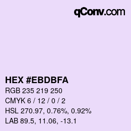 Color code: HEX #EBDBFA | qconv.com
