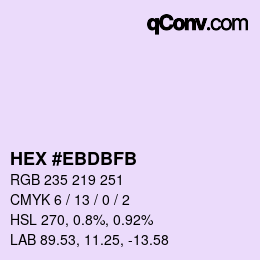 Color code: HEX #EBDBFB | qconv.com
