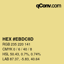 Color code: HEX #EBDC8D | qconv.com