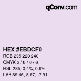 Color code: HEX #EBDCF0 | qconv.com