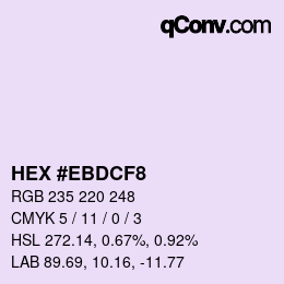 Color code: HEX #EBDCF8 | qconv.com