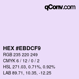 Color code: HEX #EBDCF9 | qconv.com